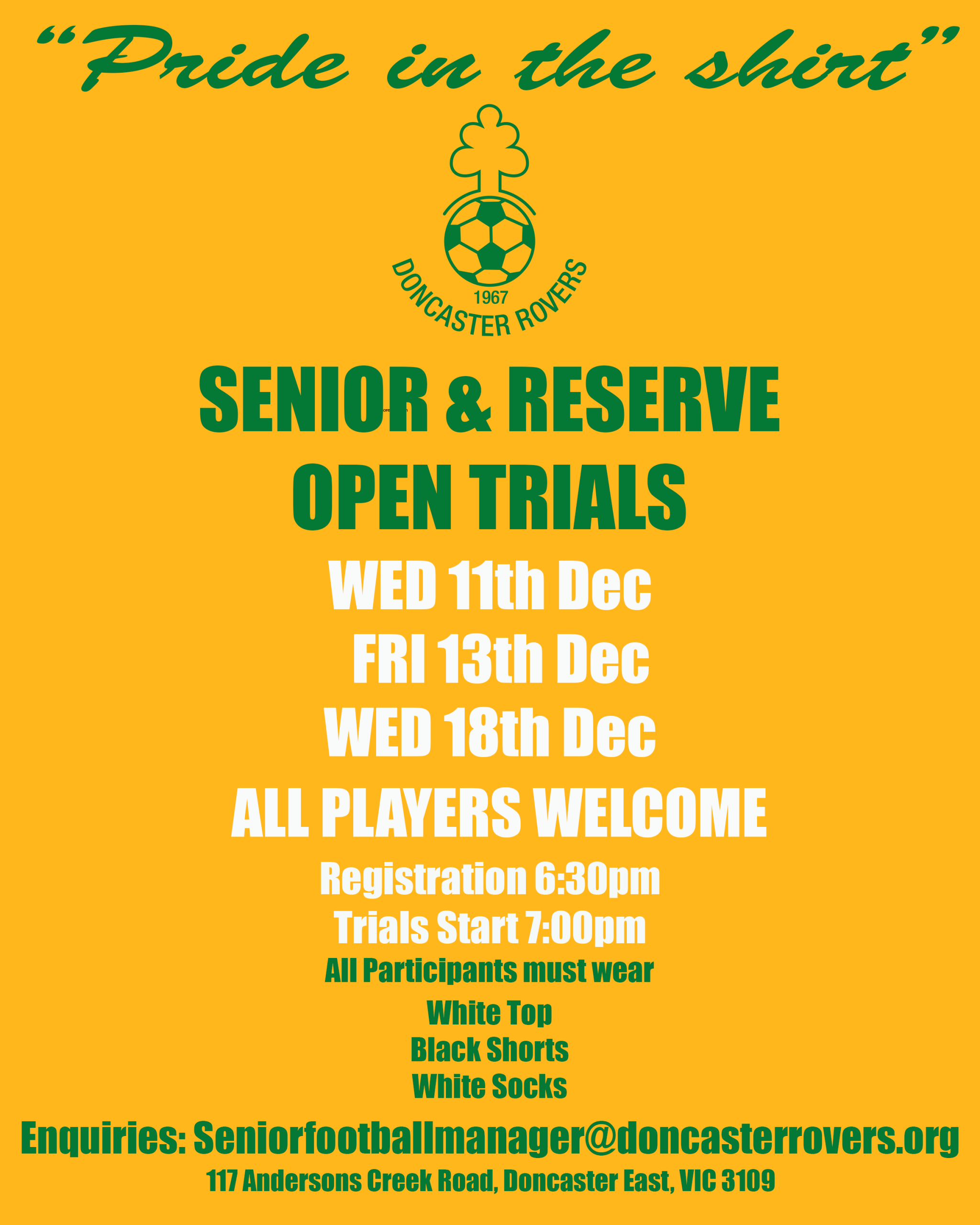 Senior & Reserve Trials