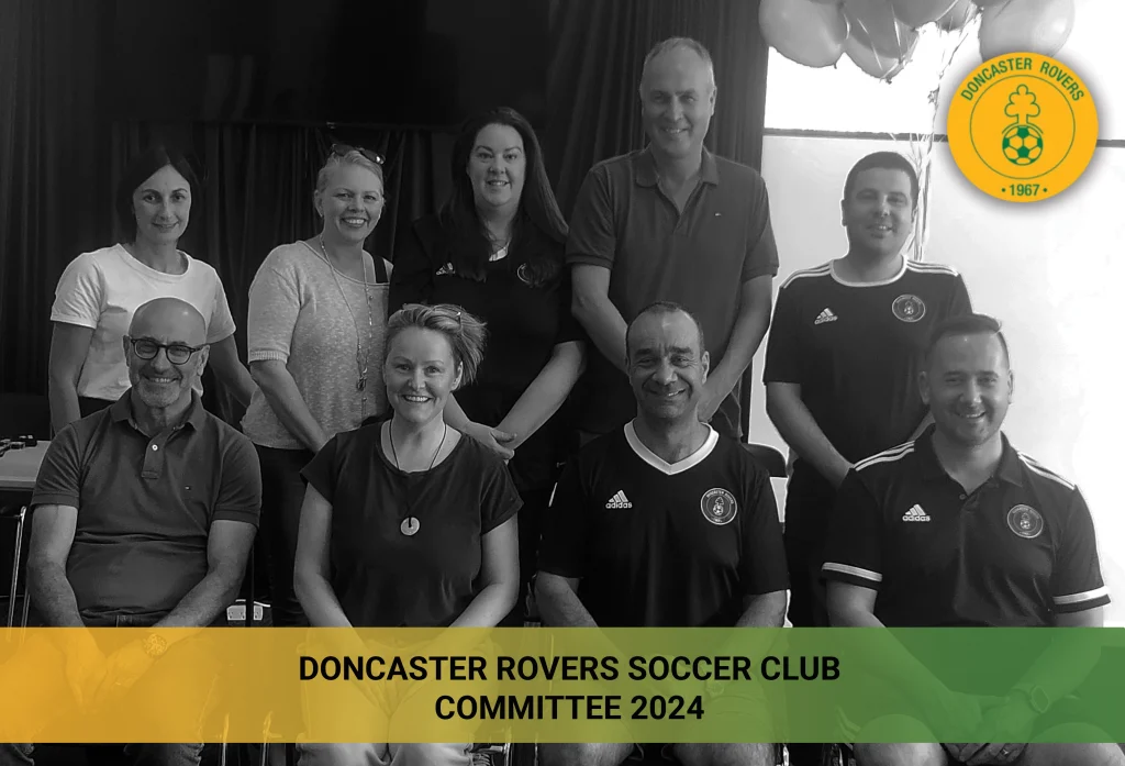 The 2024 Doncaster Rovers Soccer Club committee, photographed together in club polos.